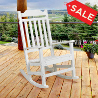 Flash Furniture JJ-C14703-WH-GG Winston All-Weather Poly Resin Rocking Chair in White